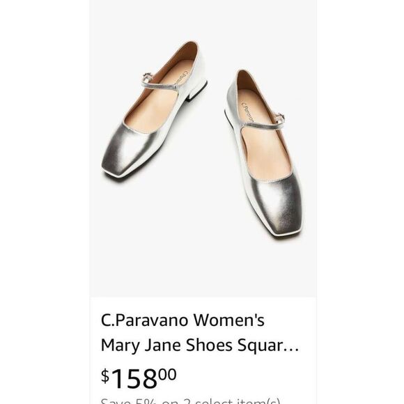C.Paravano Women's Mary Jane Shoes Square Toe Flats for Women Ballet Flats - Picture 7 of 7